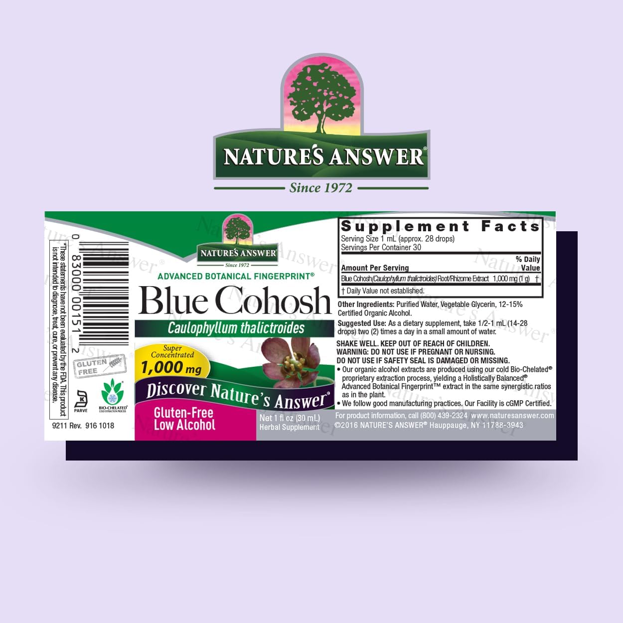 Organic Alcohol Blue Cohosh Root Tincture for Women's Health - 1oz | Menopausal Aid and Childbirth Support | Hot Flash Relief