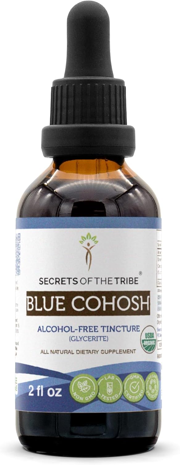 Organic Alcohol-Free Blue Cohosh Glycerite Tincture for Women's Health - 2 Fl Oz