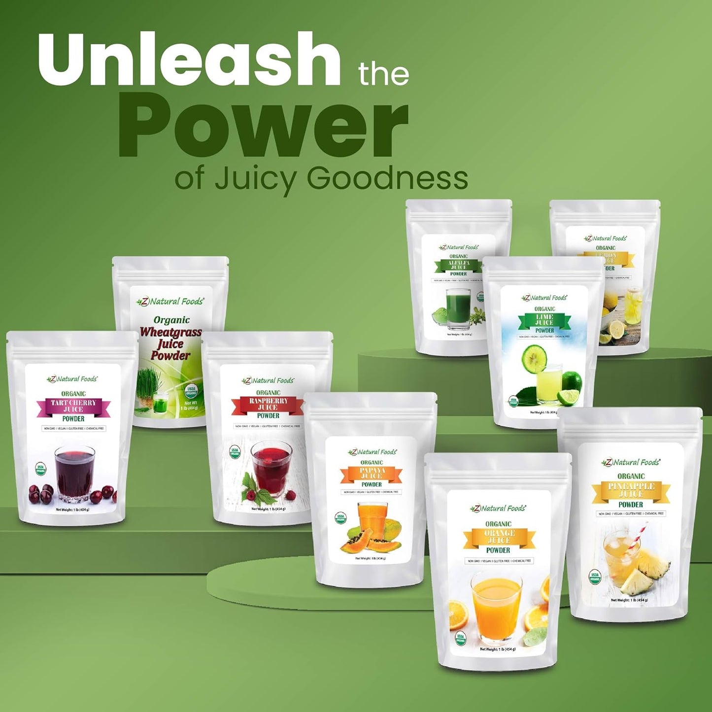 Organic Alfalfa Juice Powder - Green Superfood Mix for Smoothies & Recipes - Raw, Non GMO, Vegan, Gluten Free - 1 lb Pack