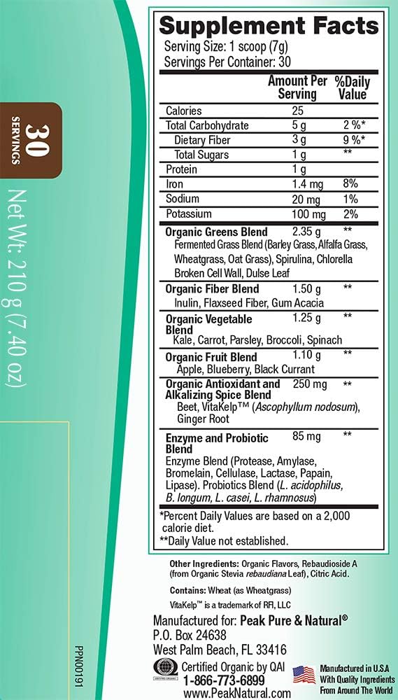 Organic Alkalizing Greens Powder with Digestive Enzymes & Probiotics for pH Balance