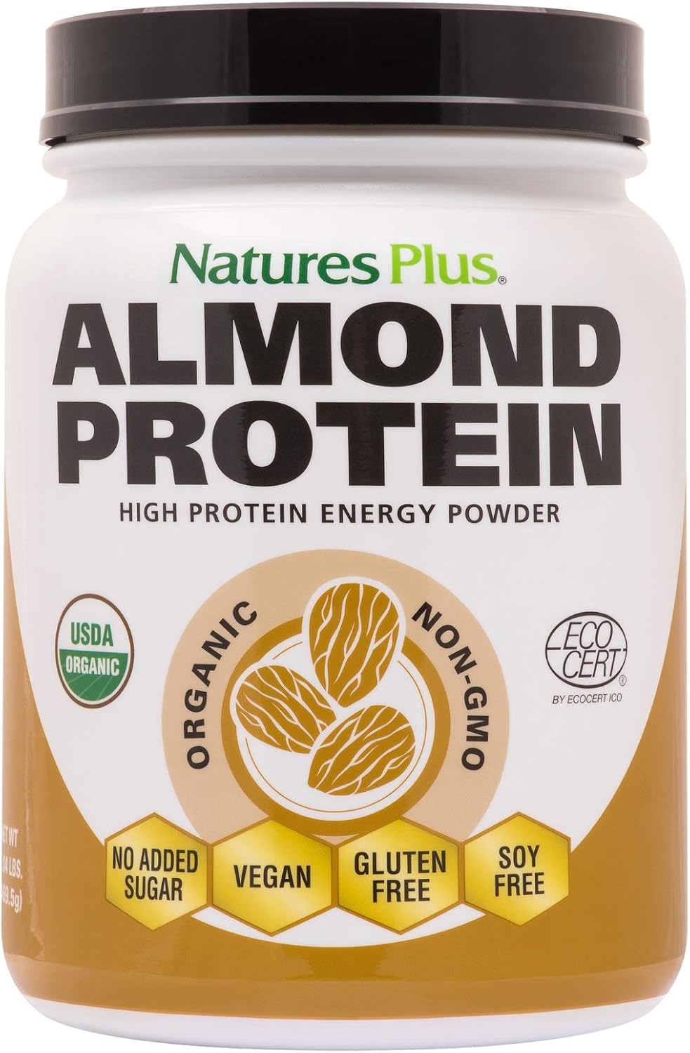 Organic Almond Protein Powder - 1.04 lbs, Unflavored, Non-GMO Vegan, No Added Sugar, Muscle Recovery Support - Vegetarian, Gluten-Free - 15 Servings