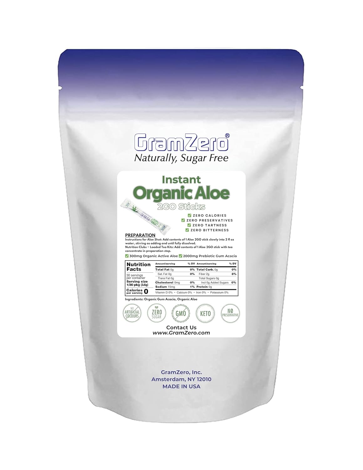 Organic Aloe 2GO Sticks - Unflavored, Perfect for Nutrition Club Loaded Tea