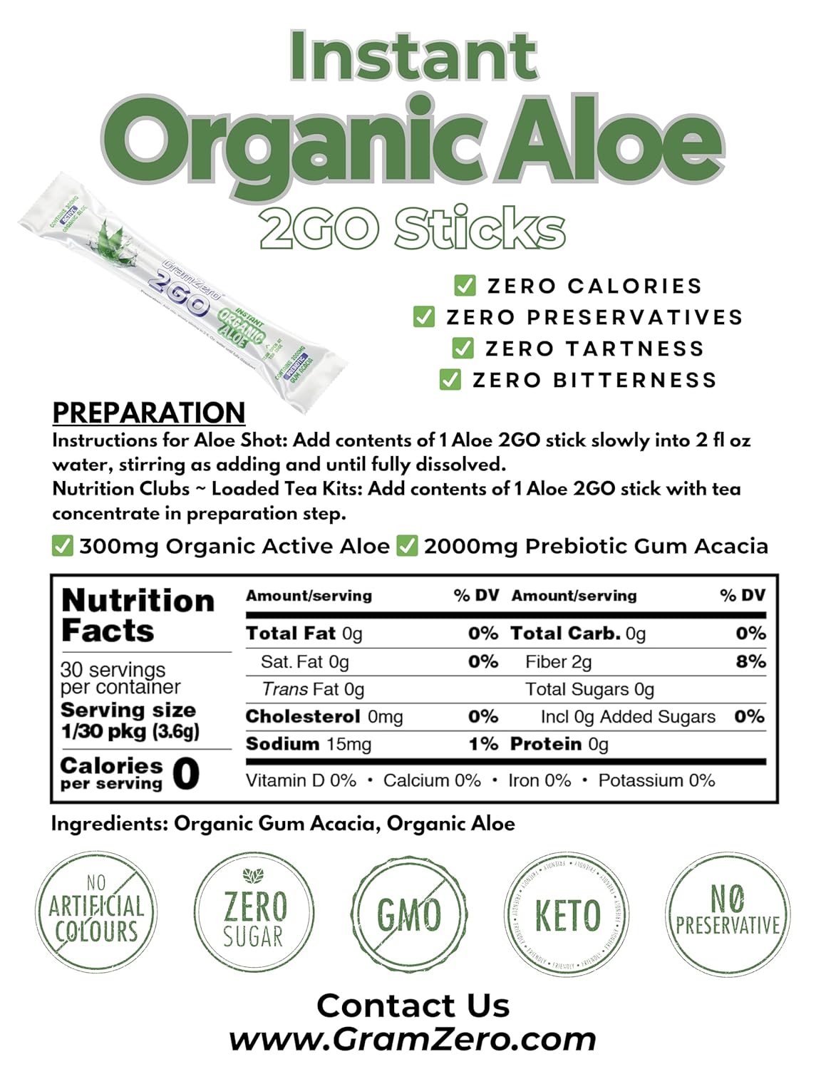 Organic Aloe 2GO Sticks - Unflavored, Perfect for Nutrition Club Loaded Tea