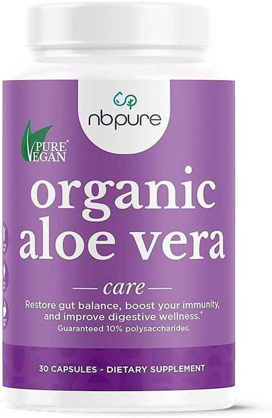 Organic Aloe Vera Capsules for Gut Balance, Immunity Support, and Digestive Wellness - 30 Vegan Capsules
