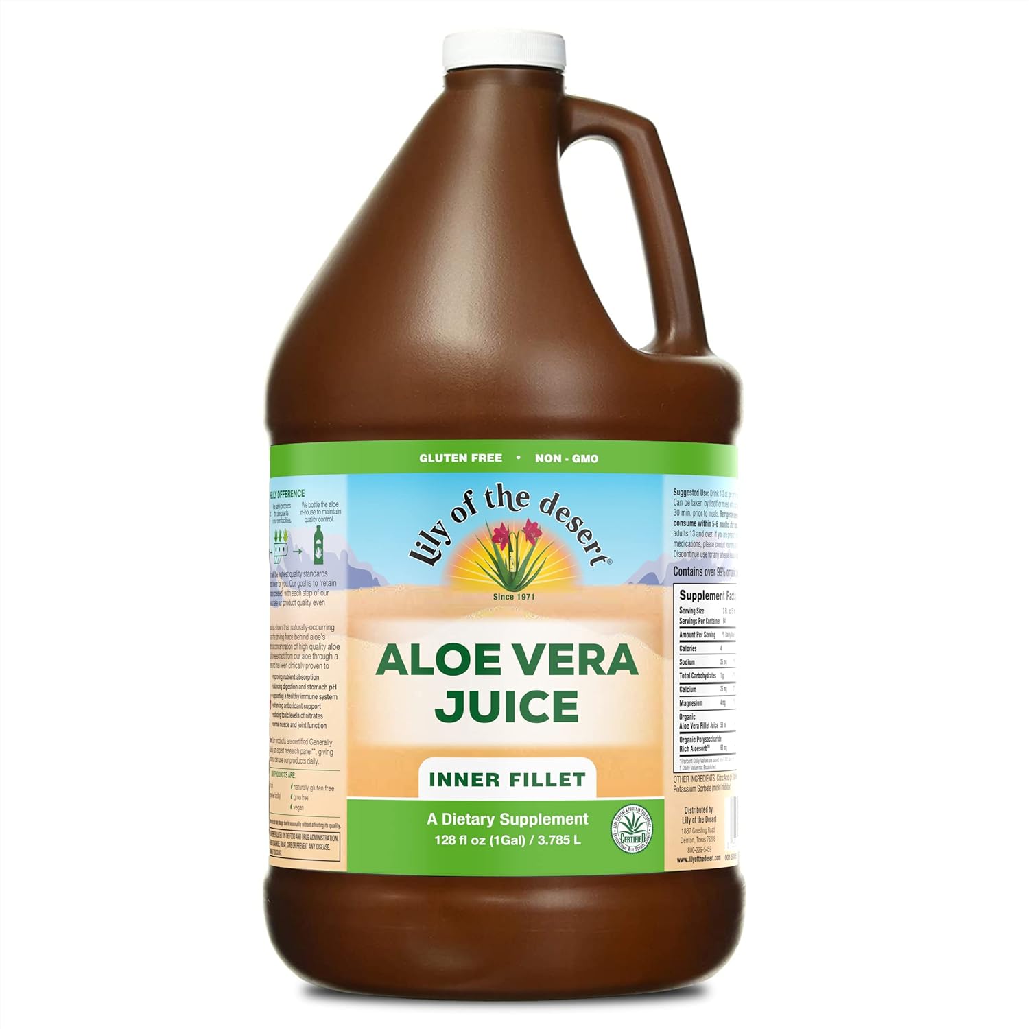 Organic Aloe Vera Juice - Inner Fillet Aloe Drink for Gut Health, Stomach Relief, Wellness, Glowing Skin - 128 Fl Oz