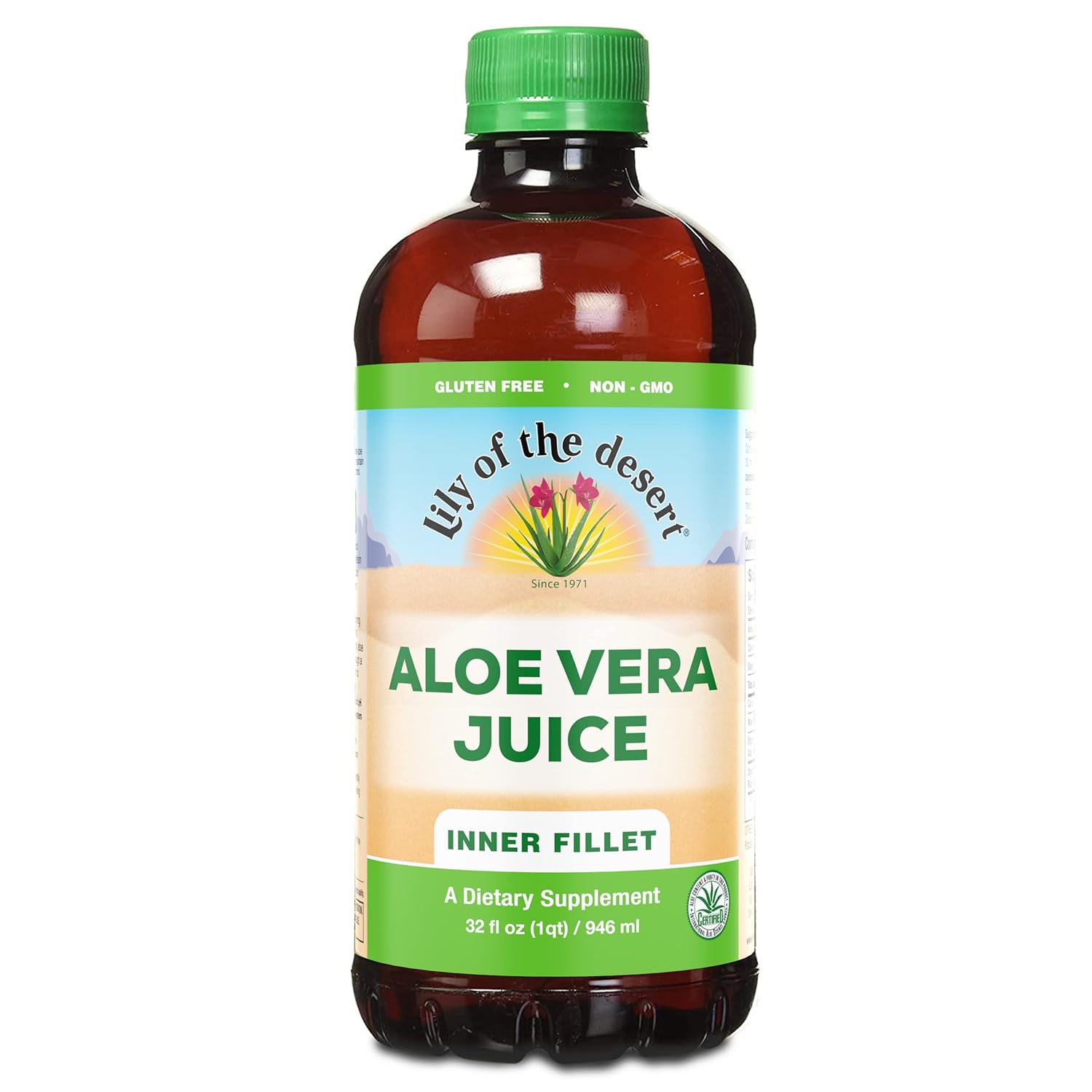 Organic Aloe Vera Juice - Inner Fillet Drink for Gut Health and Glowing Skin - 32 Fl Oz