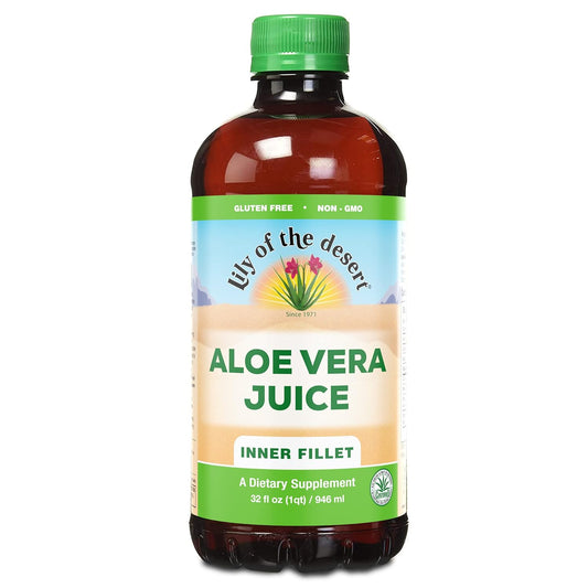 Organic Aloe Vera Juice - Inner Fillet Drink for Gut Health and Glowing Skin - 32 Fl Oz