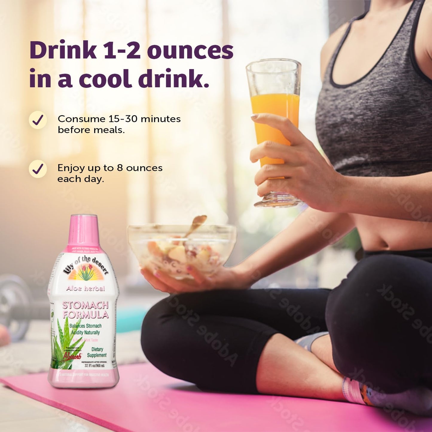 Organic Aloe Vera Juice Stomach Formula with Slippery Elm, Chamomile, Peppermint, Ginger - 32 Oz - Gut Health, Acid Reflux Relief