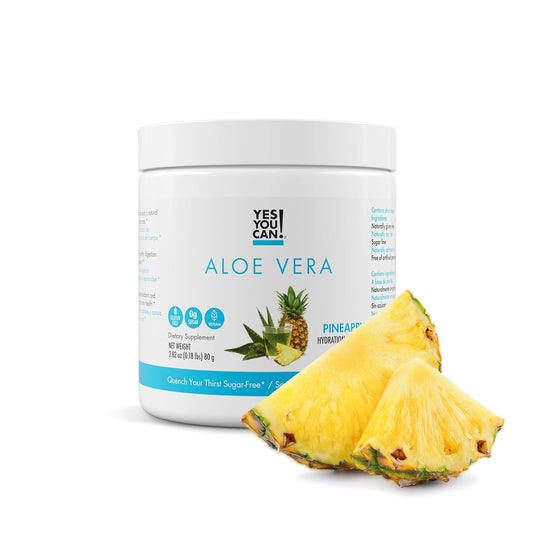 Organic Aloe Vera Powder Drink Mix - Hydration Booster with Pure Aloe Juice - Made in USA - Antioxidant Rich - Pineapple Flavor - 40 Servings