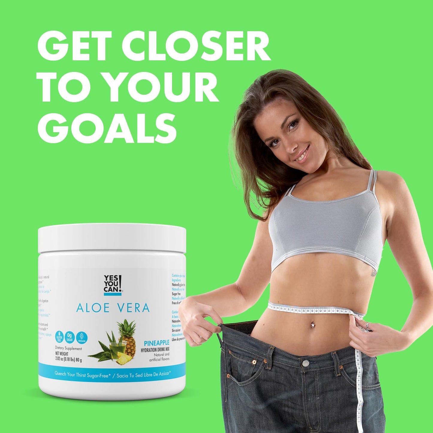 Organic Aloe Vera Powder Drink Mix - Hydration Booster with Pure Aloe Juice - Made in USA - Antioxidant Rich - Pineapple Flavor - 40 Servings