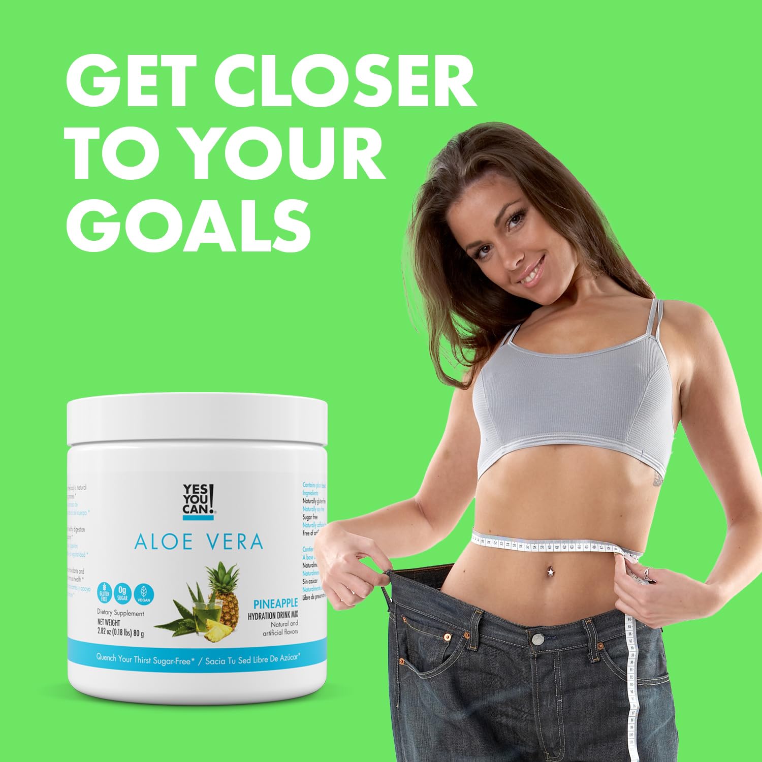 Organic Aloe Vera Powder Drink Mix - Hydration Booster with Pure Aloe Juice - Made in USA - Antioxidant Rich - Pineapple Flavor - 40 Servings