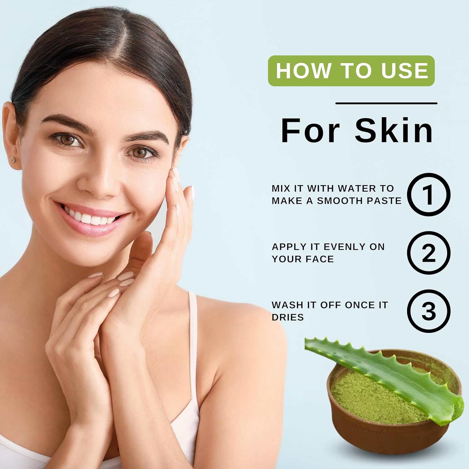 Organic Aloe Vera Powder for Hair, Skin, and Face - Premium Blend with Amla, Neem, and Horticultural Aloe - Fresh and Pure Juice from Exotic Veda