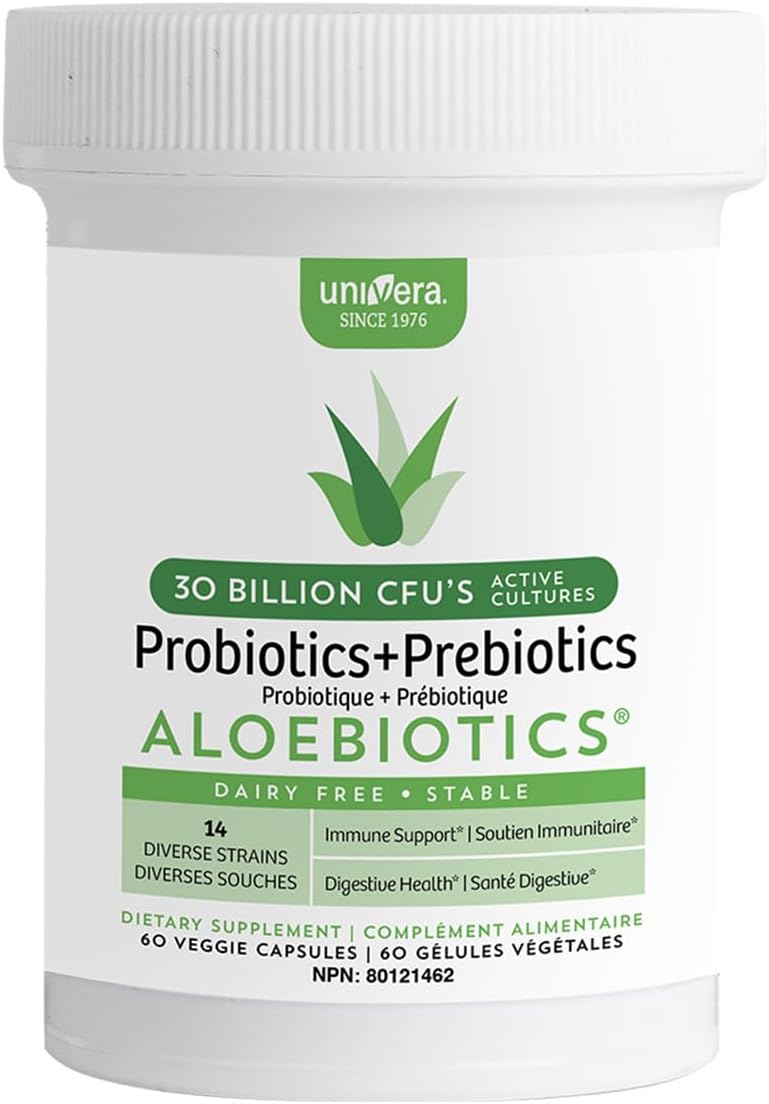Organic Aloe Vera Probiotics for Women - 30 Billion CFUs, 14 Strains, Digestive Enzymes - Vegan Supplement with Prebiotics, AloeBiotics - 60ct