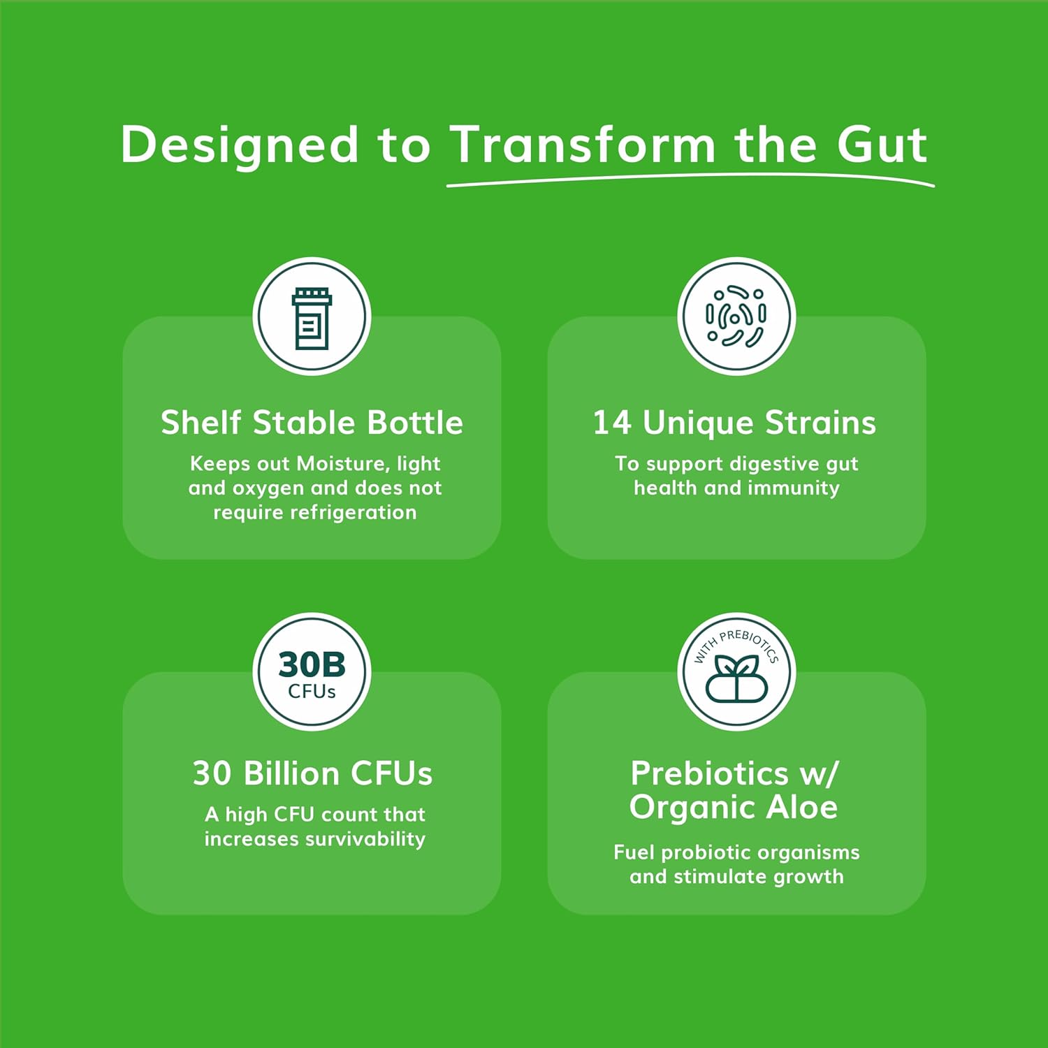 Organic Aloe Vera Probiotics for Women - 30 Billion CFUs, 14 Strains, Digestive Enzymes - Vegan Supplement with Prebiotics, AloeBiotics - 60ct