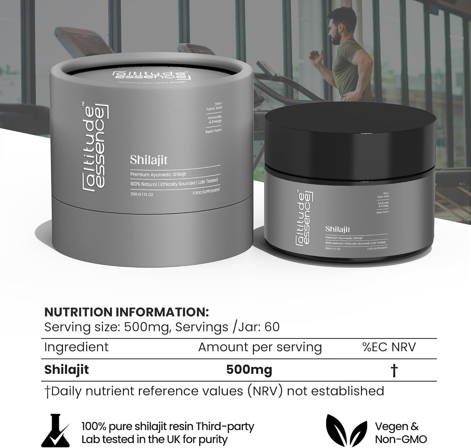 Organic Altitude Essence Shilajit Resin Supplement - High Potency Gold Grade with 85+ Trace Minerals & Fulvic Acid for Energy, Metabolism, and Immune Support - 30g