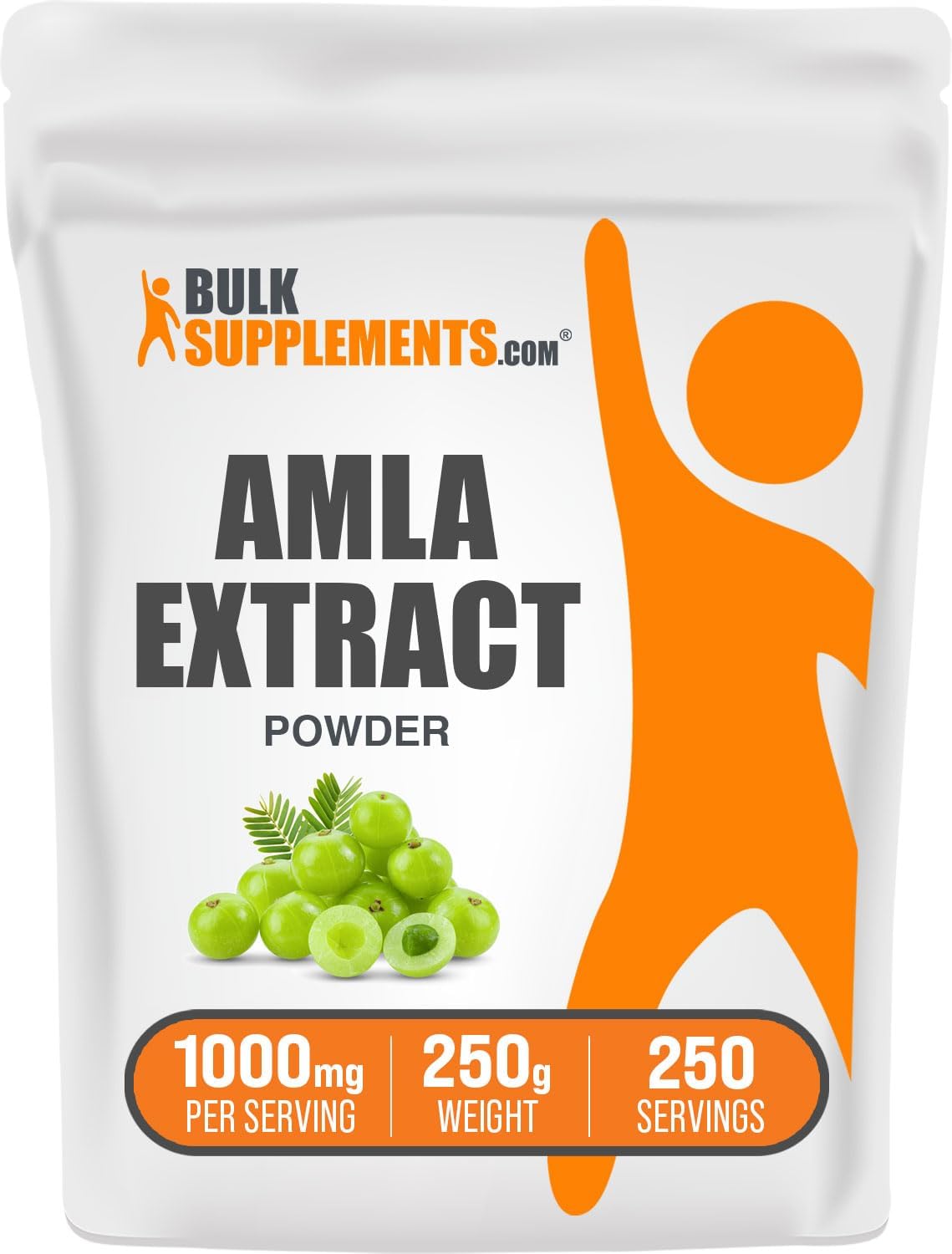 Organic Amla Extract Powder - Pure Indian Gooseberry Supplement - Gluten Free, 1000mg per Serving - 250g (8.8 oz) Pack of 1