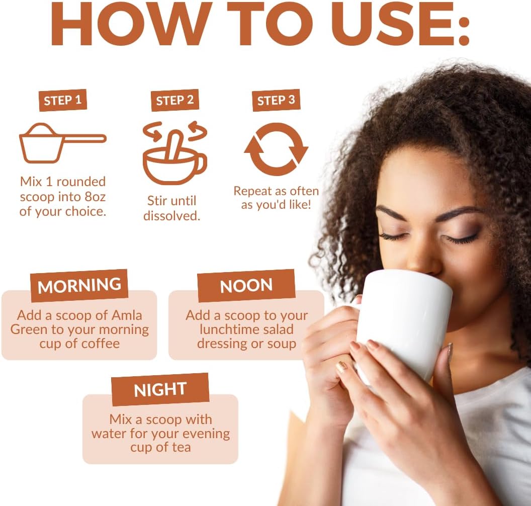 Organic Amla Green Ground Coffee & Powder Supplement with Pumpkin Spice - Ultra Concentrated 20x Amla Boost