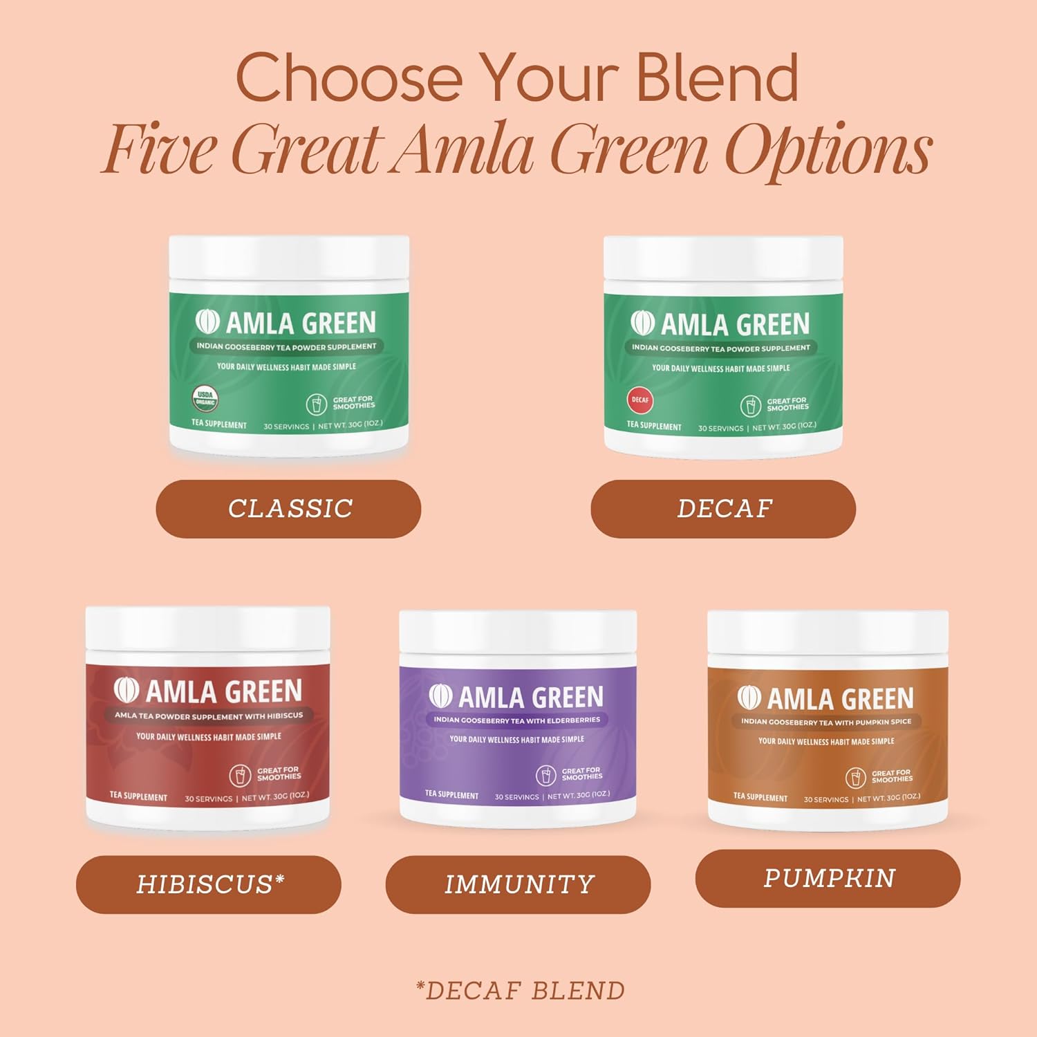 Organic Amla Green Ground Coffee & Powder Supplement with Pumpkin Spice - Ultra Concentrated 20x Amla Boost