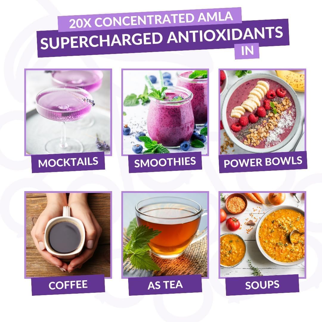 Organic Amla Green Tea Supplement with Pumpkin Spice, Elderberry - Vegan Superfood Powder (30 Servings)