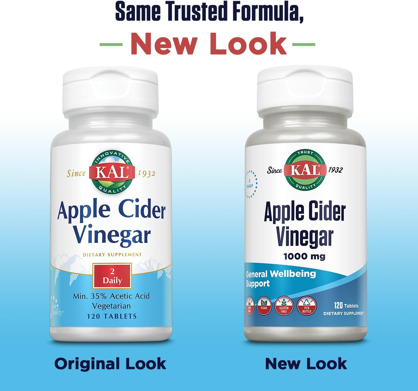 Organic Apple Cider Vinegar Capsules, 500 mg, 120 Count by KAL