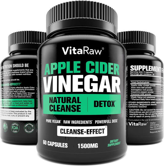 Organic Apple Cider Vinegar Capsules with The Mother - Energy Boost & Heart, Gut, Immune Health - Gluten & Dairy Free - Raw Probiotic & Prebiotic - Vegan with Astragalus Root