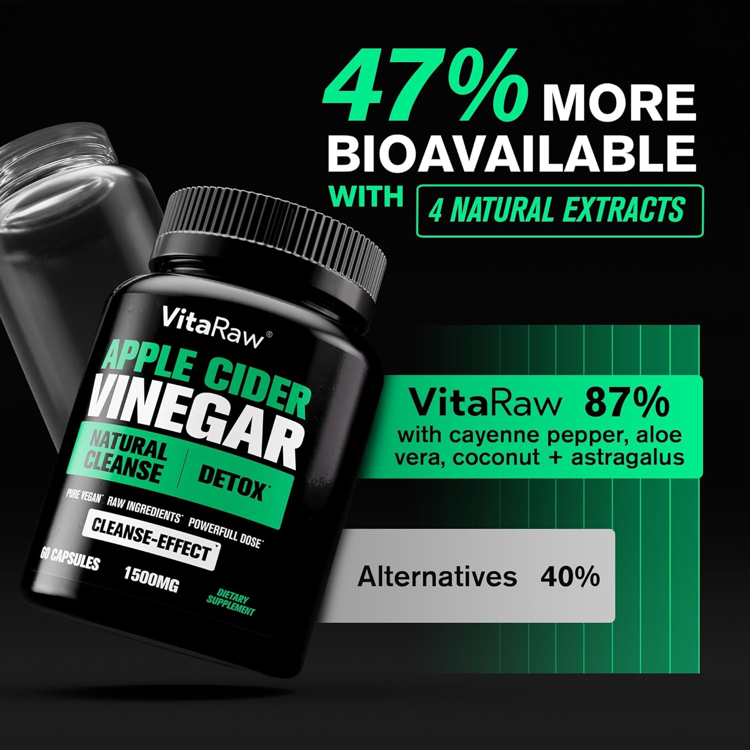 Organic Apple Cider Vinegar Capsules with The Mother - Energy Boost & Heart, Gut, Immune Health - Gluten & Dairy Free - Raw Probiotic & Prebiotic - Vegan with Astragalus Root