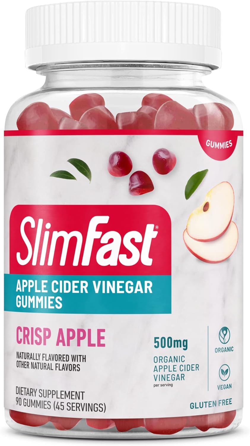 Organic Apple Cider Vinegar Gummies - 500mg per Serving - Crisp Apple Flavor - 45 Servings