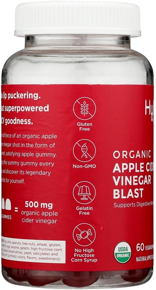Organic Apple Cider Vinegar Gummies for Digestive Health - 60 Vegan ACV Gummies for 30 Days by Hyland's