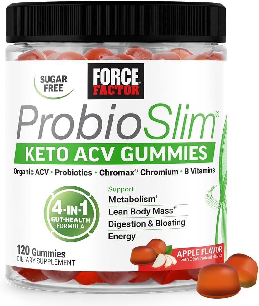 Organic Apple Cider Vinegar Gummies with Probiotics & Prebiotics for Digestion & Metabolism, Apple Flavor, 120ct