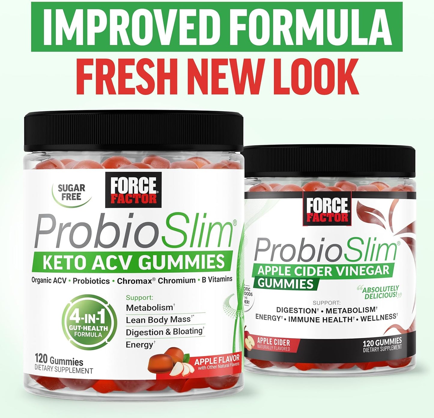 Organic Apple Cider Vinegar Gummies with Probiotics & Prebiotics for Digestion & Metabolism, Apple Flavor, 120ct