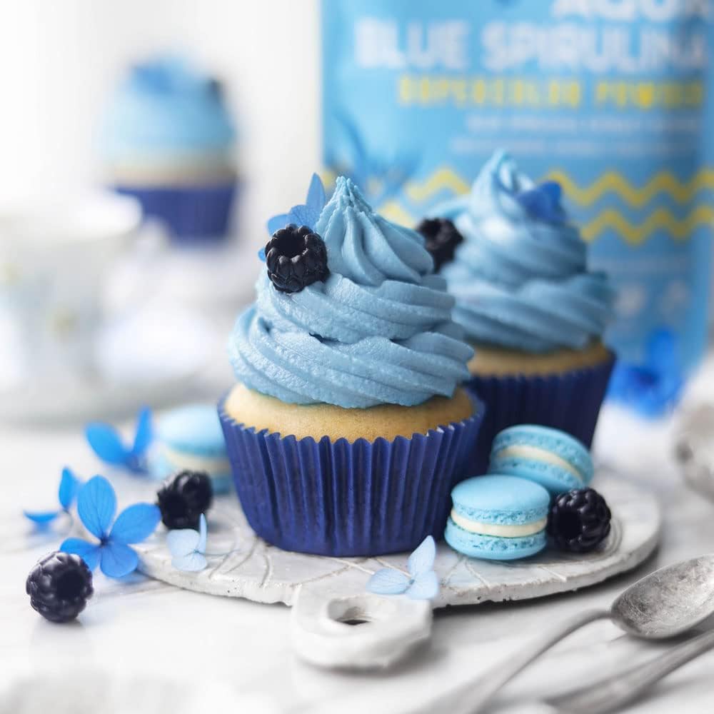 Organic Aqua Blue Spirulina Powder - 2 oz Bag - Gluten-Free, Non-GMO, Plant-Based - Ideal for Food Coloring, Baking, Drinks, Smoothies