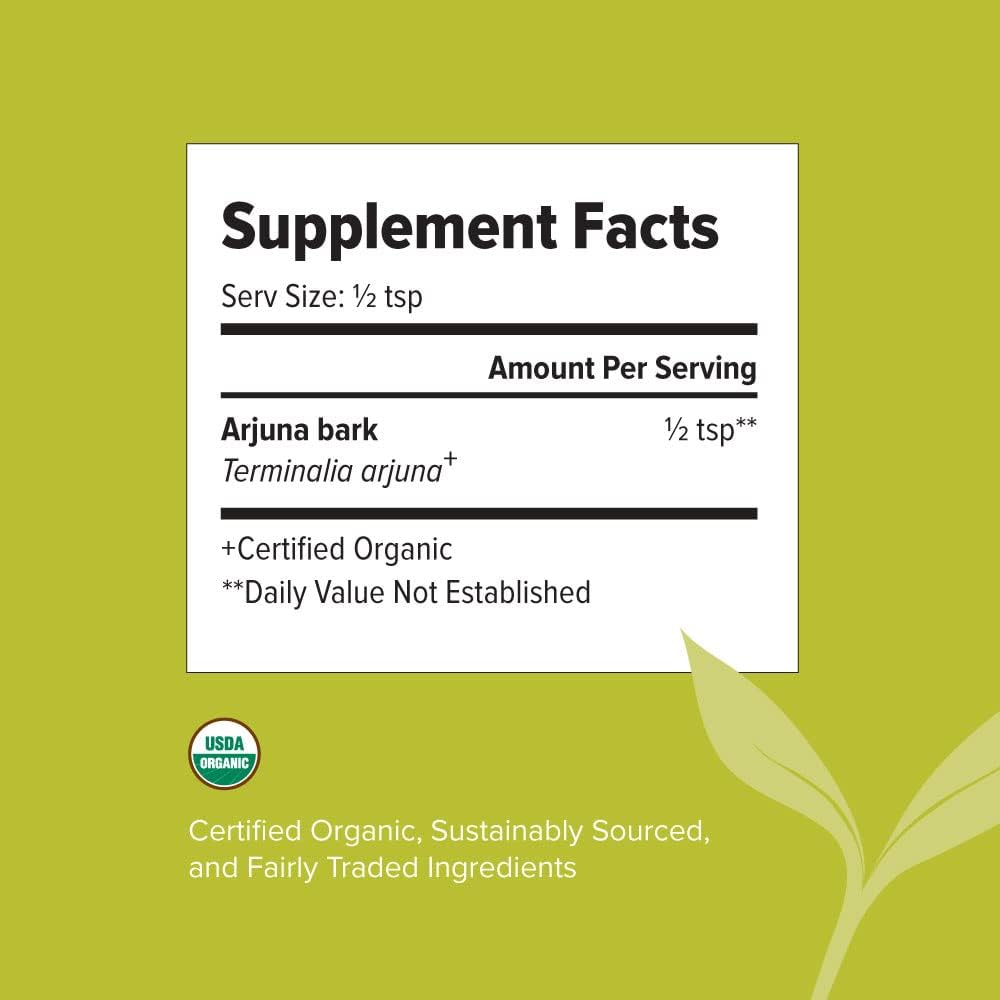 Organic Arjuna Bark Powder - Traditional Herbal Heart Supplement for Proper Heart Function - Non-GMO, Vegan - 1/2 lb.