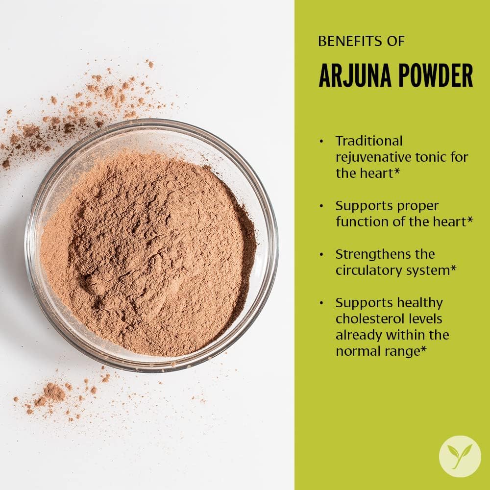 Organic Arjuna Bark Powder - Traditional Herbal Heart Supplement for Proper Heart Function - Non-GMO, Vegan - 1/2 lb.