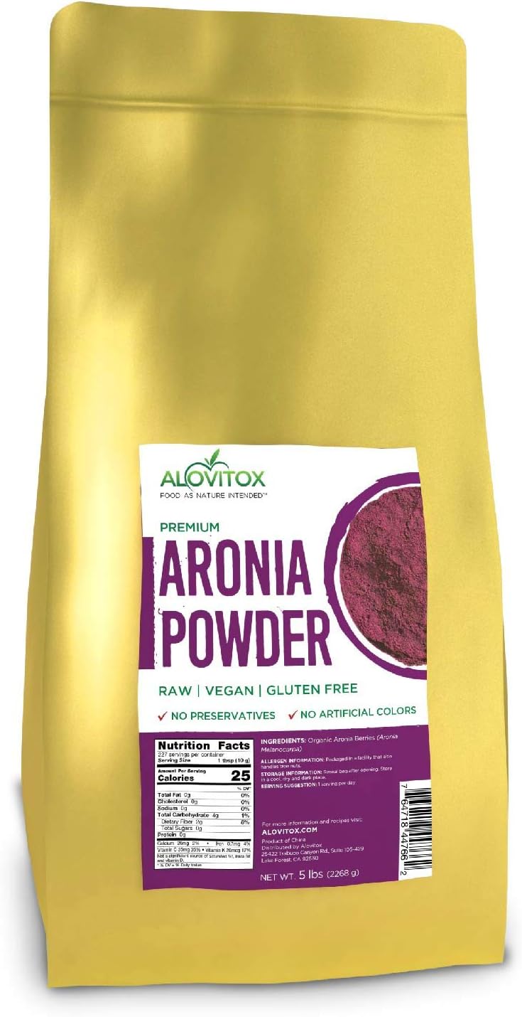 Organic Aronia Juice Powder | Rich in Antioxidants, Fiber, and Essential Vitamins | Non-GMO, Gluten Free, Water Soluble | Alovitox