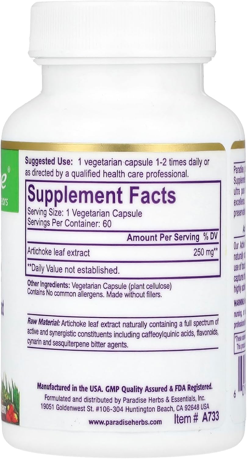 Organic Artichoke Extract Capsules - 250 mg, 60 Count