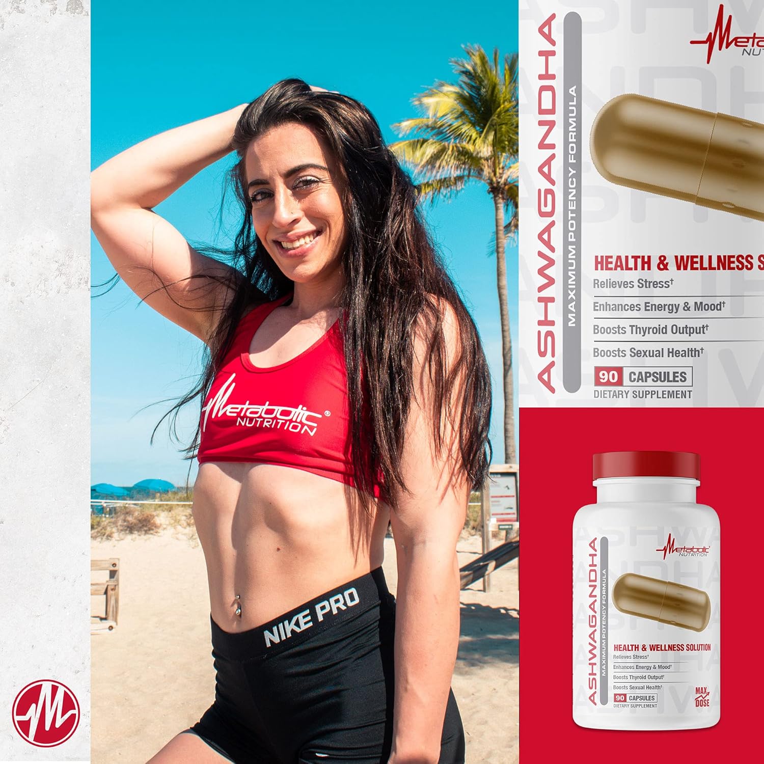 Organic Ashwagandha 2200mg Capsules with Black Pepper Extract - 90 Vegan Capsules by Metabolic Nutrition