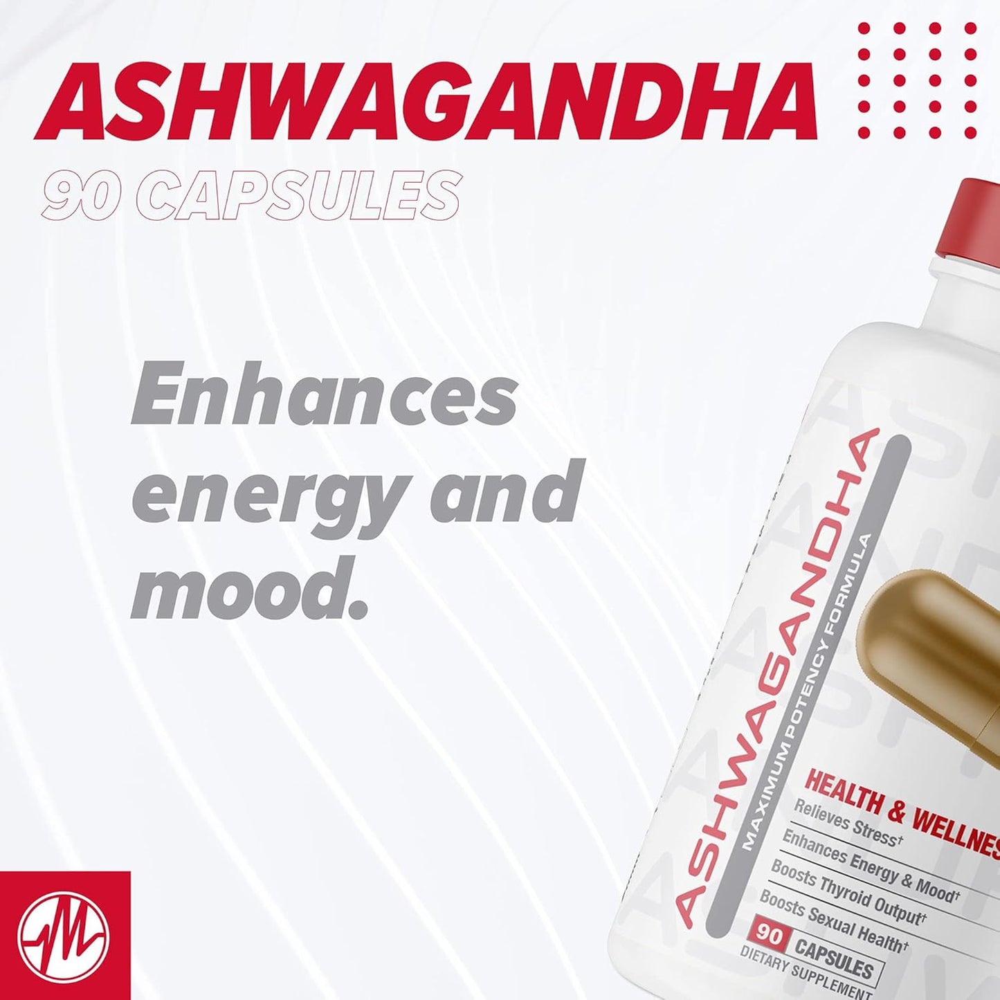 Organic Ashwagandha 2200mg Capsules with Black Pepper Extract - 90 Vegan Capsules by Metabolic Nutrition