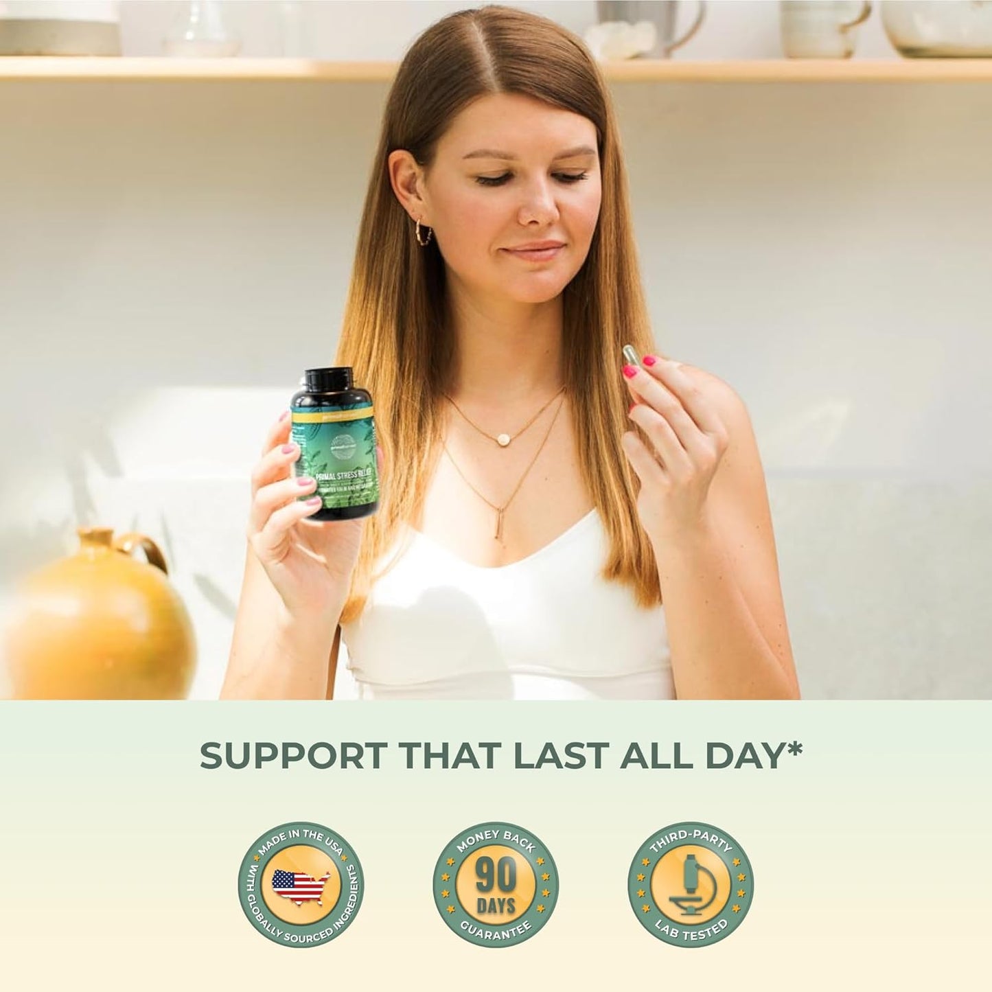 Organic Ashwagandha and L-Theanine Stress Relief Supplement for Women and Men - 30 Capsules