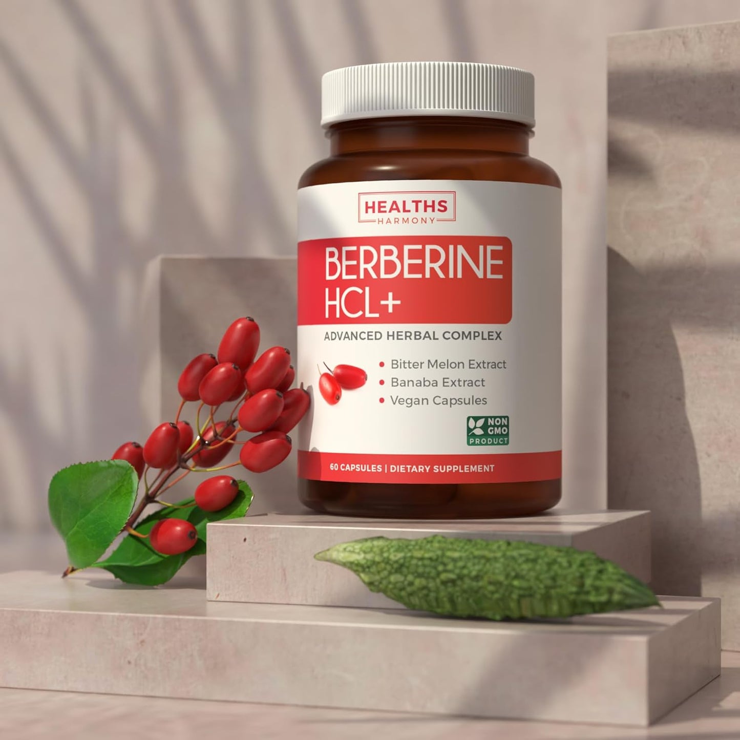 Organic Ashwagandha & Berberine HCL+ Bundle - Nature's Synergy Duo - Save $4 (11% Off) - Adrenal Support - 60 Berberine Capsules & 120 Ashwagandha Tablets