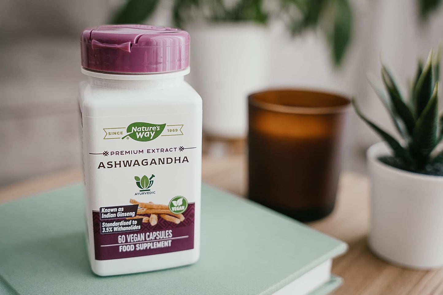 Organic Ashwagandha Capsules - 60 Vegetarian Capsules by Nature's Way