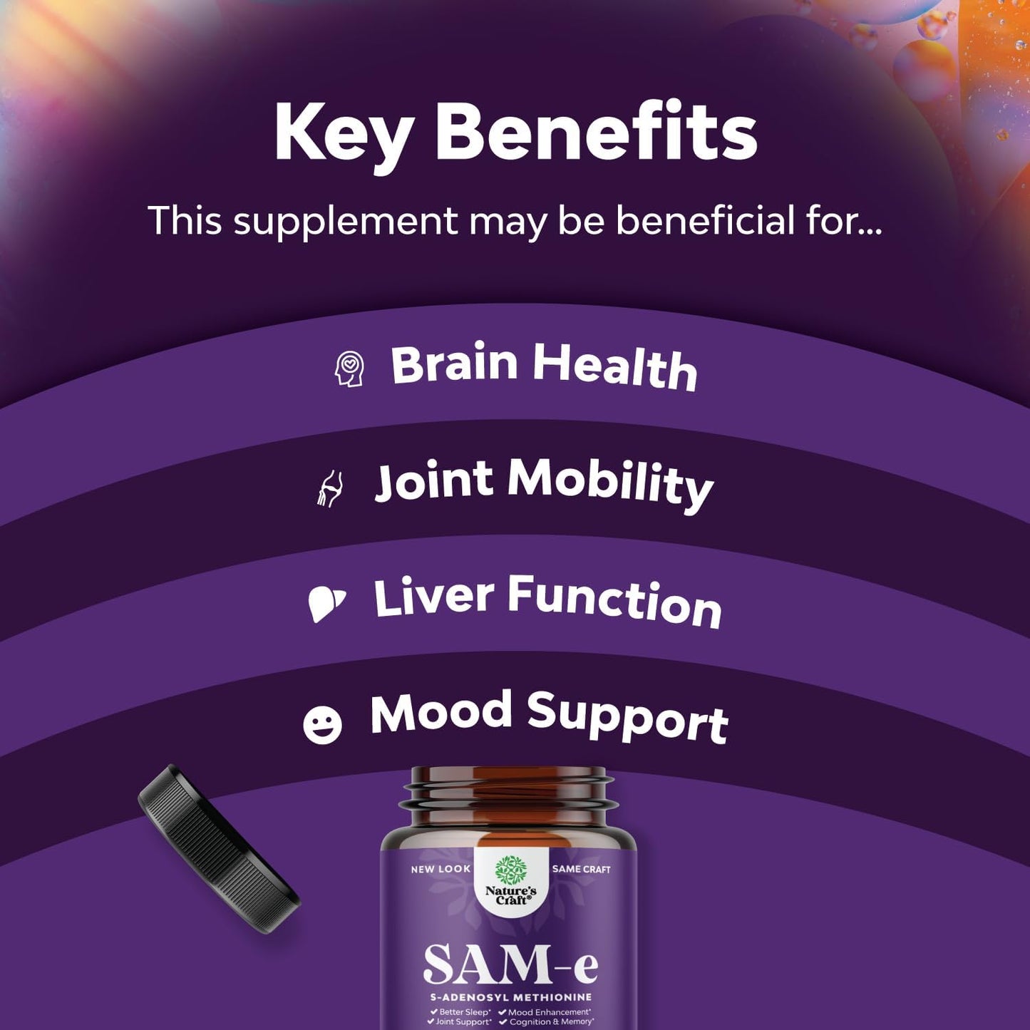 Organic Ashwagandha Capsules and SAM-E Brain Supplement Bundle for Brain and Mood Support - Natural Nootropic and Mood Enhancer with Thyroid and Adrenal Support