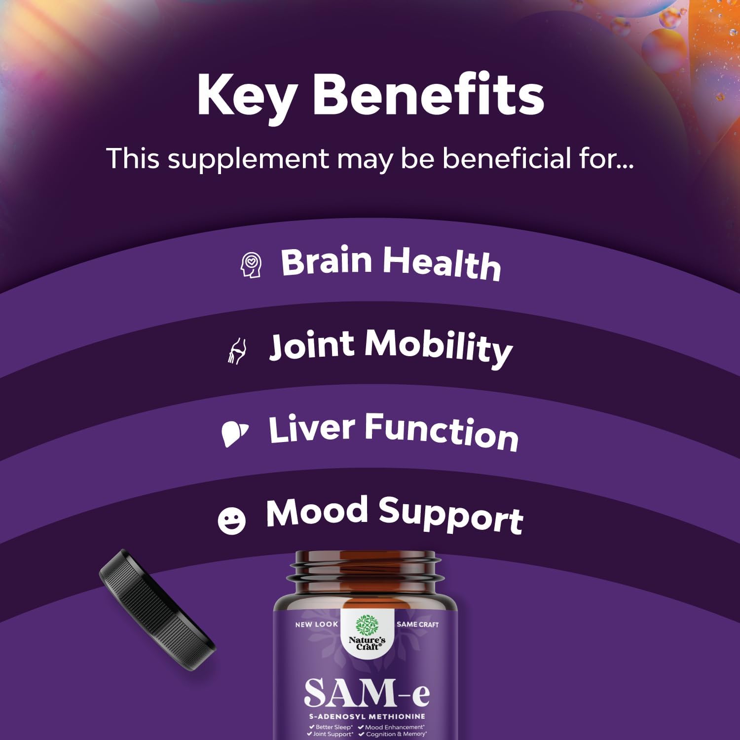 Organic Ashwagandha Capsules and SAM-E Brain Supplement Bundle for Brain and Mood Support - Natural Nootropic and Mood Enhancer with Thyroid and Adrenal Support