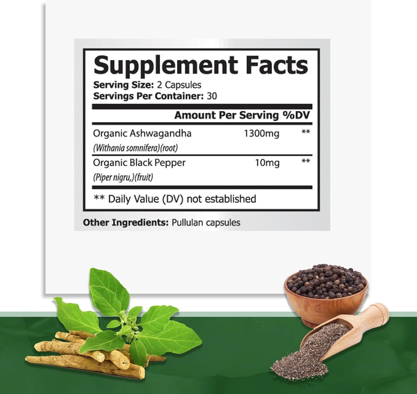 Organic Ashwagandha Capsules with Black Pepper & Ginseng Ginkgo Biloba Tablets for Holistic Well-Being & Stress Relief