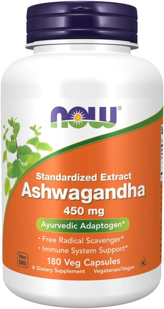 Organic Ashwagandha Extract Capsules 450mg - 180 Count by NOW Foods