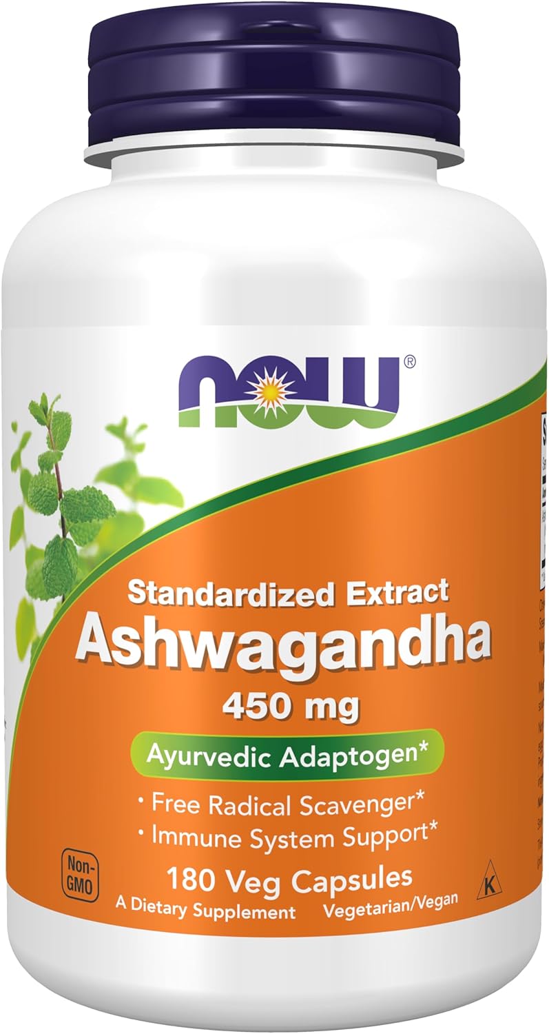 Organic Ashwagandha Extract Capsules 450mg - 180 Count by NOW Foods