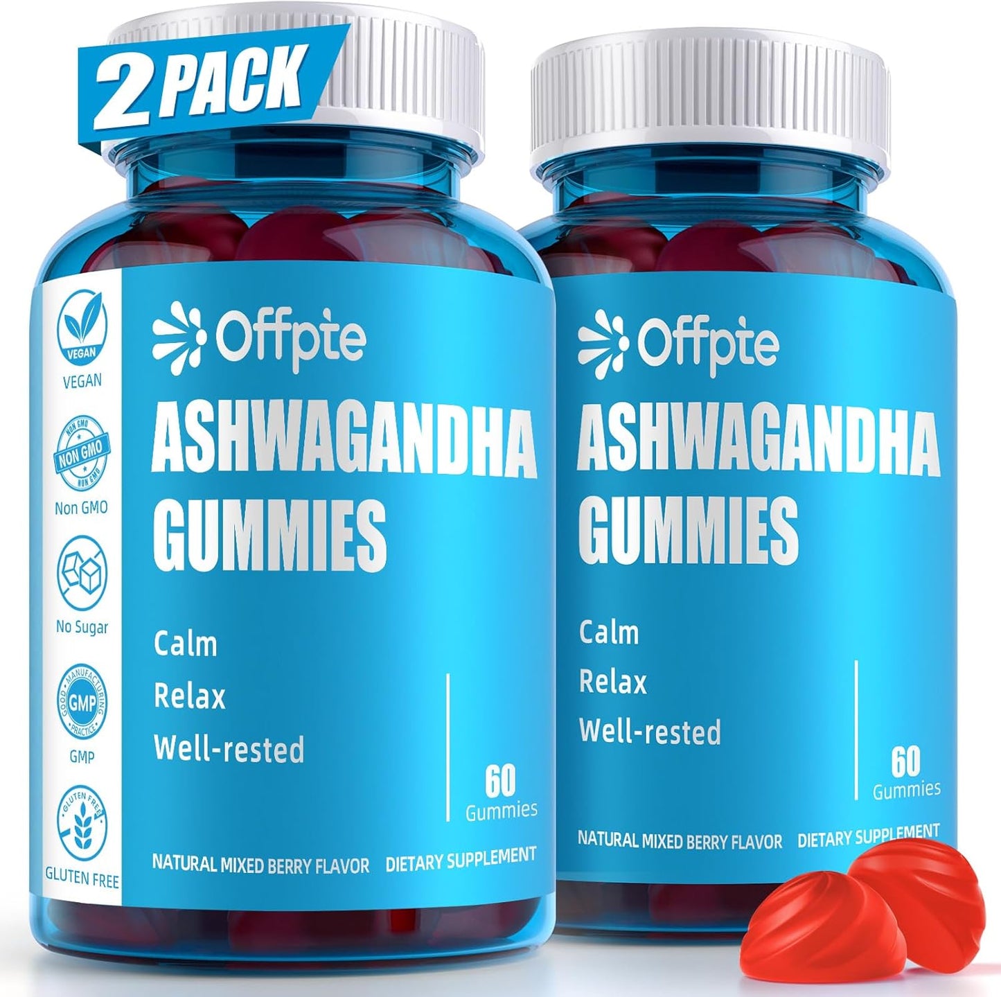 Organic Ashwagandha Gummies for Sleep, Vegan KSM-66 Extract for Men & Women, Mixed Berry Chewable Supplement
