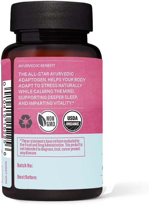 Organic Ashwagandha Herbal Tablets for Stress Management - 60 Count, 500mg | Boosts Stamina & Energy - Maharishi Ayurveda