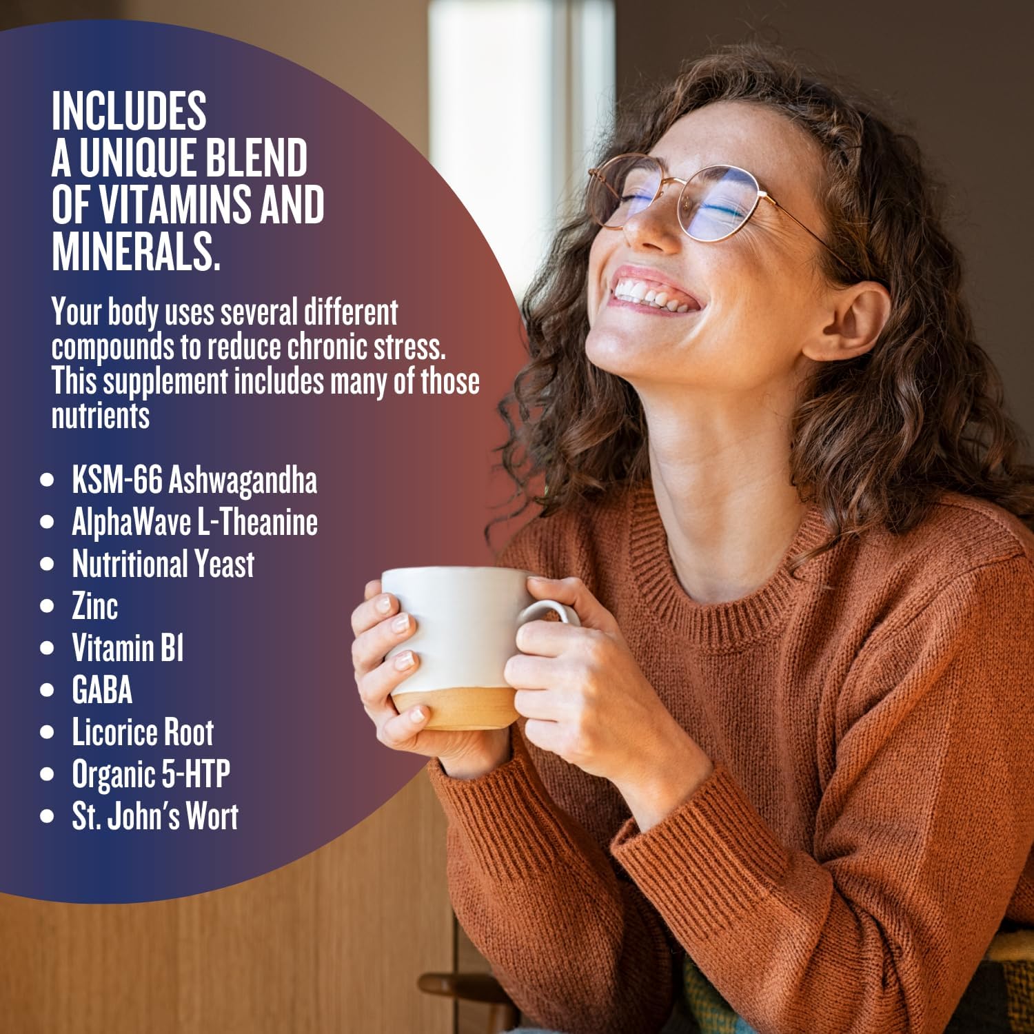 Organic Ashwagandha & L-Theanine Stress Relief Formula - Mood & Cognitive Support, Brain Health - 90 Capsules