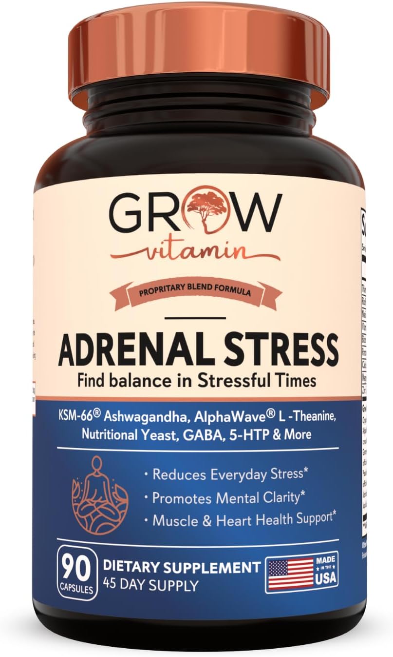 Organic Ashwagandha & L-Theanine Stress Relief Formula - Mood & Cognitive Support, Brain Health - 90 Capsules