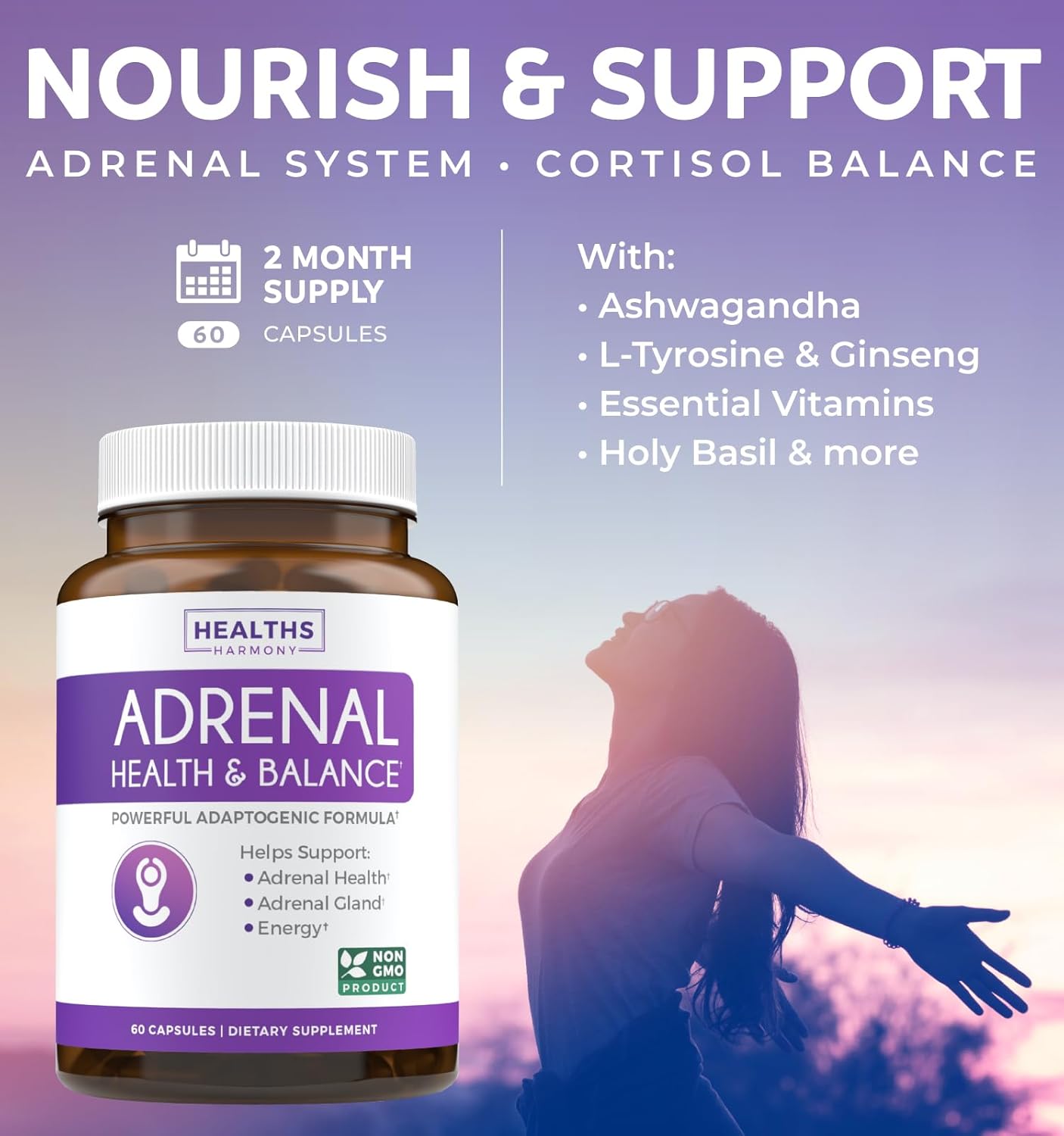 Organic Ashwagandha & L-Tyrosine Adrenal Support Bundle (1-Month Supply)